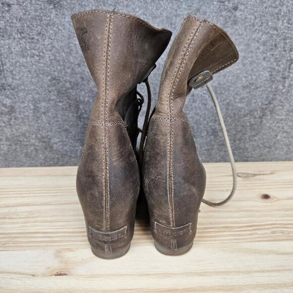 Sorel Joan of Arctic Brown Leather Wedge Boots 9.5 - Picture 6 of 8